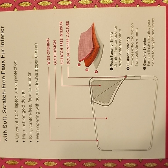 Fashionation duchess pink and gold 10.2 tablet or laptop sleeve - Picture 6 of 6